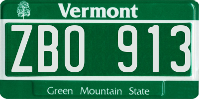VT license plate ZBO913