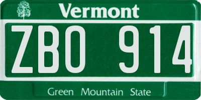 VT license plate ZBO914