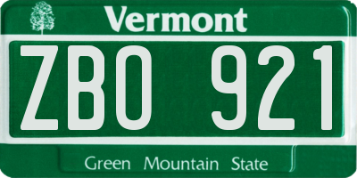 VT license plate ZBO921