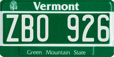 VT license plate ZBO926