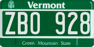 VT license plate ZBO928
