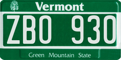 VT license plate ZBO930