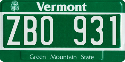 VT license plate ZBO931