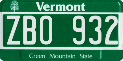 VT license plate ZBO932