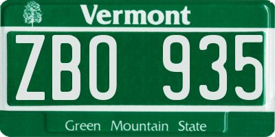 VT license plate ZBO935