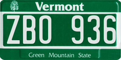VT license plate ZBO936