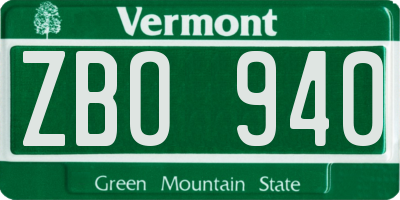 VT license plate ZBO940