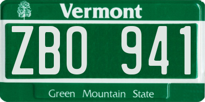 VT license plate ZBO941