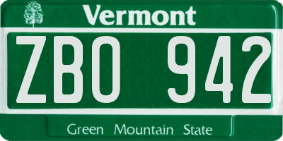 VT license plate ZBO942