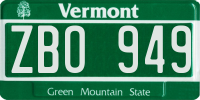 VT license plate ZBO949