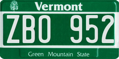 VT license plate ZBO952