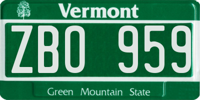 VT license plate ZBO959