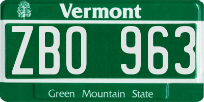 VT license plate ZBO963