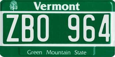 VT license plate ZBO964