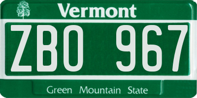VT license plate ZBO967