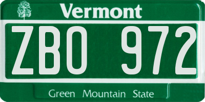 VT license plate ZBO972