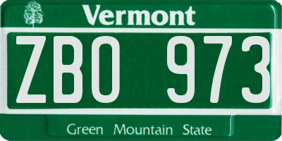 VT license plate ZBO973