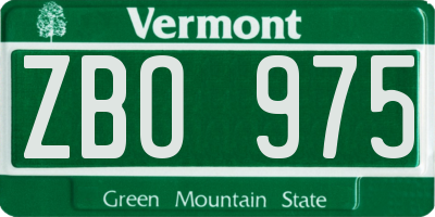 VT license plate ZBO975