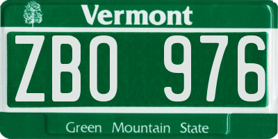 VT license plate ZBO976