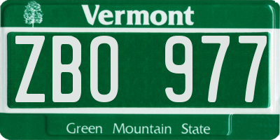 VT license plate ZBO977