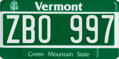 VT license plate ZBO997