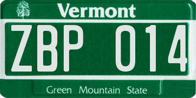 VT license plate ZBP014