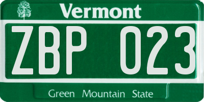VT license plate ZBP023