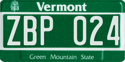 VT license plate ZBP024