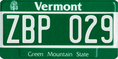 VT license plate ZBP029