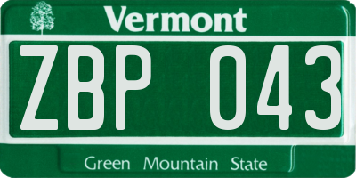 VT license plate ZBP043