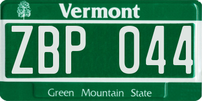 VT license plate ZBP044