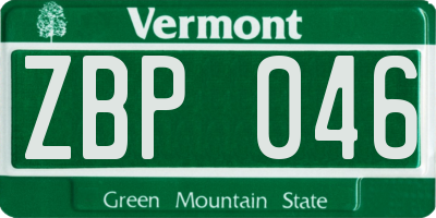 VT license plate ZBP046