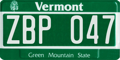 VT license plate ZBP047