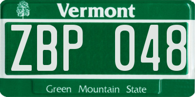 VT license plate ZBP048