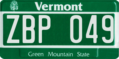 VT license plate ZBP049