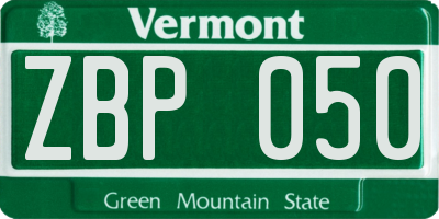 VT license plate ZBP050