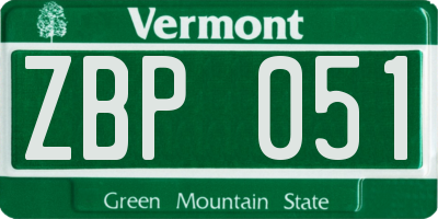VT license plate ZBP051