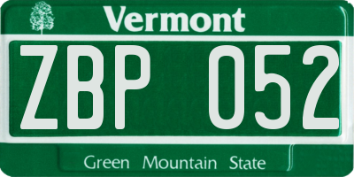 VT license plate ZBP052