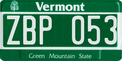VT license plate ZBP053