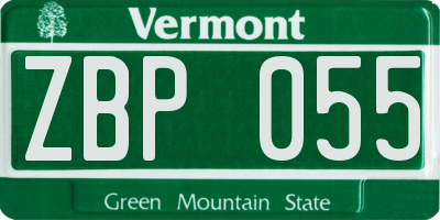 VT license plate ZBP055