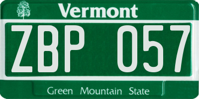 VT license plate ZBP057