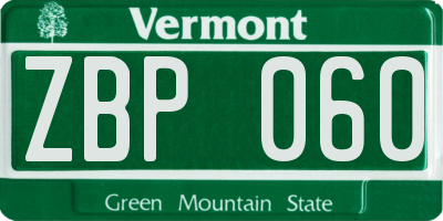 VT license plate ZBP060