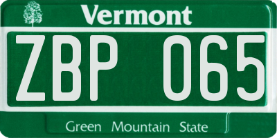 VT license plate ZBP065