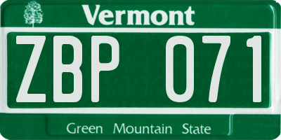 VT license plate ZBP071