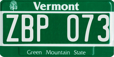 VT license plate ZBP073