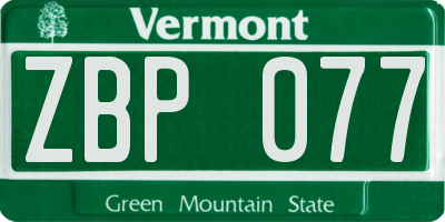 VT license plate ZBP077