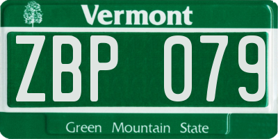 VT license plate ZBP079