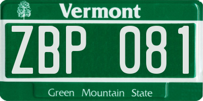 VT license plate ZBP081