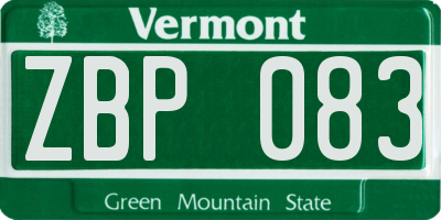 VT license plate ZBP083