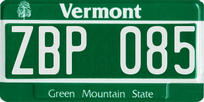 VT license plate ZBP085